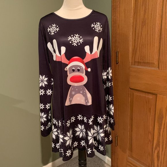 LIGHT WEIGHT LONG SLEEVE CHRISTMAS DRESS SIZE XL  #347 - Picture 2 of 5